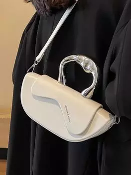 Женская сумка-маятник на плечо, универсальная фактура, одно плечо, элегантная, портативная, шикарная, французский стиль