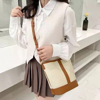 Женская сумка-мешок большой емкости Женская модная нишевая уличная трендовая сумка через плечо one size коричневый