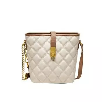 Женская сумка-мешок, летняя сумка на плечо из натуральной кожи (19,5*9*18,5 см) 612410127 белый