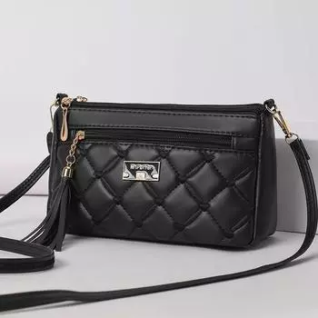 Женская сумка-мессенджер 2024 года: Высококачественная мини-сумка из полиуретана большой вместимости для мам среднего возраста. чёрный