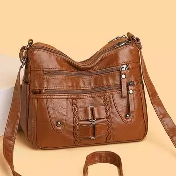 Женская сумка-мессенджер, большая вместимость, многослойная сумка через плечо, сумка для матери синий