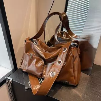 Женская сумка-мессенджер, большая вместительная сумка через плечо для студентов и путешественников чёрный