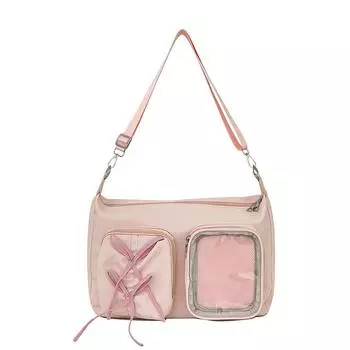 Женская сумка-мессенджер большой вместимости, студенческая сумка-тоут, сумка через плечо розовый