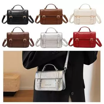 Женская сумка-мессенджер через плечо с регулируемым плечевым ремнем из искусственной кожи, модная сумка с верхней ручкой, сумка-портфель, ретро-сумки кофейный