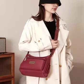 Женская сумка-мессенджер для мам среднего возраста, большая вместительная дорожная сумка, нейлоновая сумка через плечо красный