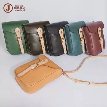 Женская сумка-мессенджер и сумка для мобильного телефона из натуральной кожи растительного дубления - маленькая сумка из коровьей кожи ручной работы 8880 коричневый