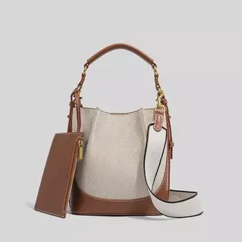 Женская сумка-мессенджер из холста 2025 года: Большая вместимость, широкий плечевой ремень, одно плечо, затягивающийся шнурок.