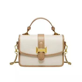 Женская сумка-мессенджер из натуральной кожи, сумка через плечо(21*7,5*15 СМ)612410067 бежевый