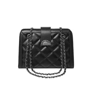 Женская сумка-мессенджер из натуральной кожи с цепочкой (24*9,5*18см) 612341104 чёрный