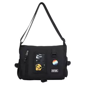 Женская сумка-мессенджер Мужская большая вместительная сумка через плечо Студенческая сумка-мессенджер чёрный