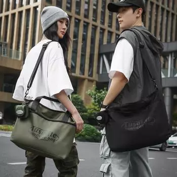 Женская сумка-мессенджер с буквенным принтом, студенческая сумка через плечо большой вместимости, мужская сумка чёрный