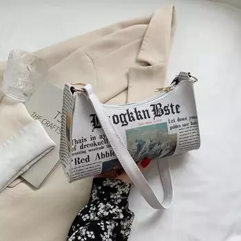 Женская сумка-мессенджер с цепочкой, индивидуальная модная маленькая квадратная кожаная сумка с газетным принтом Bolso Mujer