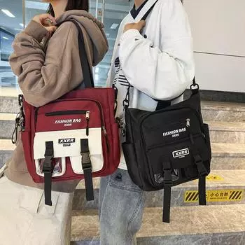 Женская сумка-мессенджер с цветными блоками, мужская сумка-мессенджер большой вместимости, сумка на плечо для студентов чёрный