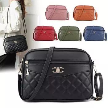Женская сумка-мессенджер с вышитым ромбом, женская сумка среднего возраста для мам, модная многослойная сумка через плечо 26*18*7cm