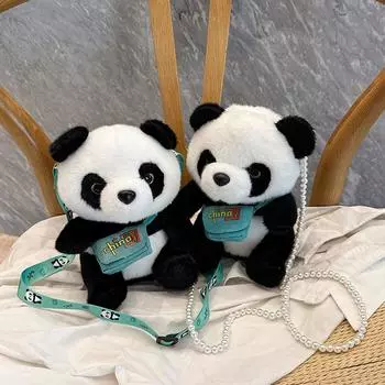 Женская сумка-мессенджер с застежкой-молнией, чехол для мобильного телефона с изображением панды, мягкая плюшевая сумка на плечо, женские дорожные кошельки
