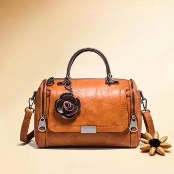 Женская сумка-мессенджер, универсальная сумка Boston, мягкая кожаная женская сумка, модная сумка с цветочным принтом 27cm*15cm*18cm зелёный