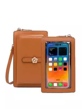 Женская сумка MIYIN из мягкой кожи с сенсорным экраном, цветочное украшение, многофункциональная, большая вместительная сумка через плечо, кошелек для монет