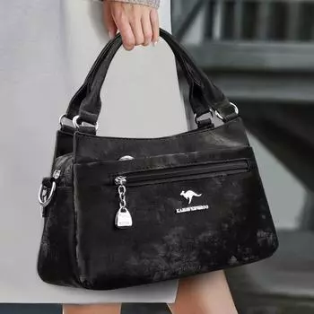 Женская сумка Многослойная модная женская сумка среднего возраста Сумка через плечо Женская сумка через плечо чёрный
