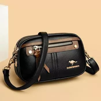 Женская сумка многослойная сумка для мамы большая вместимость сумка через плечо сумка через плечо чёрный