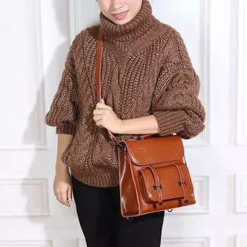 Женская сумка мода весна/лето студенческий рюкзак из натуральной кожи сумка через плечо бордовый