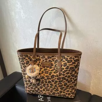 Женская сумка, модная и простая сумка через плечо, дамская сумочка, большая вместительная сумка-тоут с леопардовым принтом в стиле ретро. no pendant