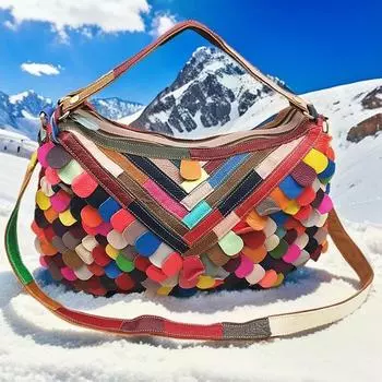 Женская сумка, модная кожаная женская сумка, цветная кожаная, сшитая вручную, маленькая сумка-мессенджер из листовой чешуи разноцветный