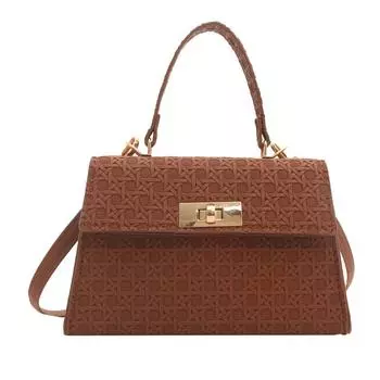 Женская сумка Модная маленькая квадратная сумка Текстурная ПУ Сумка-тоут Нишевая Простая Сумка на плечо Сумка-мессенджер коричневый