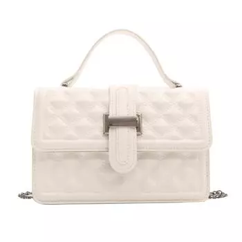 Женская сумка модная маленькая квадратная сумка текстура ПУ сумка через плечо ниша поворотный замок сумка-мессенджер белый