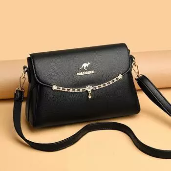 Женская сумка, модная, мягкая кожаная, сумка через плечо для мам среднего возраста, большая вместимость, маленькая квадратная сумка, женская сумка-сэтчел чёрный