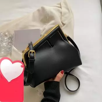 Женская сумка, модная ниша, осенне-зимняя сумка через плечо на одно плечо, большая сумка для пожилых людей, длина 26 см, ширина 9 см, высота 20 см чёрный