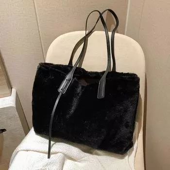 Женская сумка модная плюшевая сумка через плечо большой емкости сумка модная нишевая универсальная сумка-мессенджер Tide коричневый