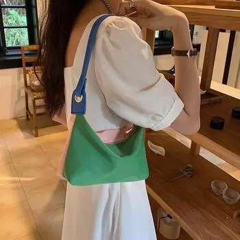 Женская сумка, модная, подходящая по цвету, нейлоновая сумка подмышкой, сумка-мессенджер через плечо, двухсторонняя, повседневная, легкая сумка-мессенджер