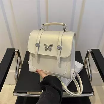 Женская сумка модная портативная маленькая квадратная сумка текстура ПУ сумка через плечо маленький свежий универсальный рюкзак серебряный