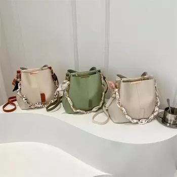 Женская сумка, модная сумка через плечо, фактура, сумка-ведро из искусственной кожи, универсальная сумка-мессенджер с цепочкой, прилив светло-коричневого