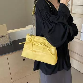 Женская сумка, модная сумка через плечо, маленькая квадратная сумка с бантом в иностранном стиле, универсальная сумка-мессенджер розовый