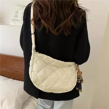 Женская сумка, модная сумка через плечо с ромбической вышивкой, великолепная повседневная сумка, маленькая сумка через плечо белый