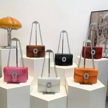 Женская сумка, модная сумка через плечо, текстура, крокодиловый узор, цепочка, маленькая квадратная сумка, ретро, универсальная сумка-мессенджер красный