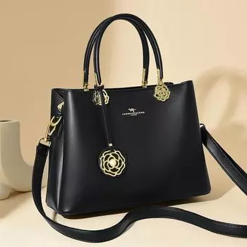 Женская сумка модная сумка для мамы через плечо портативная сумка тоут простая женская сумка для поездок на работу чёрный