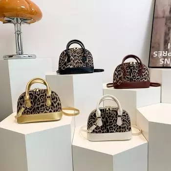 Женская сумка, модная сумка-ракушка с леопардовым принтом, переносная сумка через плечо, текстурированная сумка-мессенджер из искусственной кожи золотой