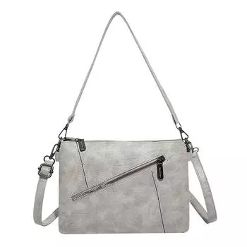 Женская сумка Мягкая кожа Сумка для мамы Большая вместимость Сумка с вставками Сумка через плечо Кроссбоди светло-серый