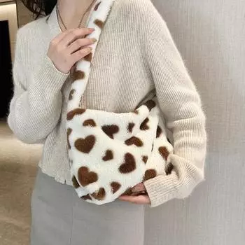 Женская сумка мягкая пушистая искусственный мех плюшевая верхняя ручка подарок Fuzzy Love розовый