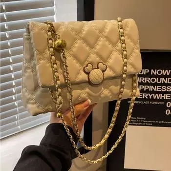 Женская сумка на цепочке Xiaoxiangfeng Lingge, новинка 2024 года, однотонная универсальная сумка через плечо на одно плечо с высококачественной сеткой, детская сумка