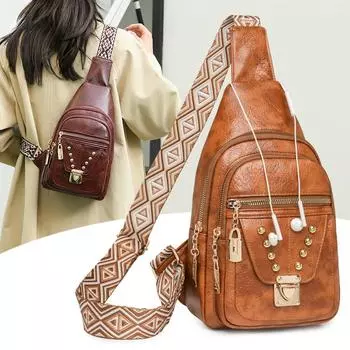 Женская сумка на грудь из мягкой искусственной кожи, большая вместимость, сумка через плечо на одно плечо кофейный