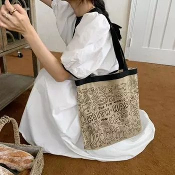 Женская сумка на одно плечо с персонализированной печатью для хранения холста OneSize