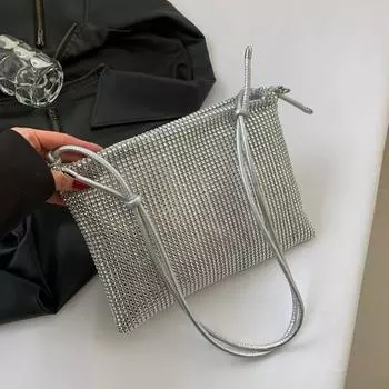 Женская сумка на одно плечо, универсальная сумка через плечо, модная ручная сумка, женская повседневная сумка серебряный