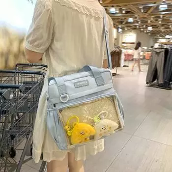 Женская сумка на плечо, большая вместимость, прозрачная сумка через плечо розовый