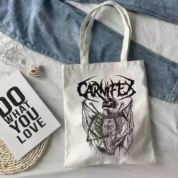Женская сумка на плечо Horror Demon Canvas Bag Готическая эстетическая большая сумка 90-х годов Винтажная сумка-шоппер Y2k Большая вместительная сумка для покупок 24*26cm