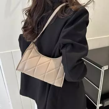 Женская сумка на плечо из гладкой искусственной кожи, большая емкость, застежка-молния, сплошной цвет, прочная строчка, портативные косметические наушники, телефоны для хранения подмышек чёрный