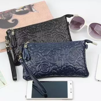 Женская сумка на плечо из натуральной кожи с тиснением на молнии, маленькая квадратная сумка, клатч, маленькая сумка из коровьей кожи с диагональю чёрный