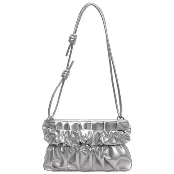 Женская сумка на плечо, плиссированная сумка через плечо из искусственной кожи, однотонная квадратная сумка (бежевый)